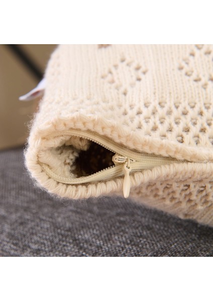 Soft Kalp Desenli Triko Kırlent Kılıfı - Bej - 35X50 cm modelleri