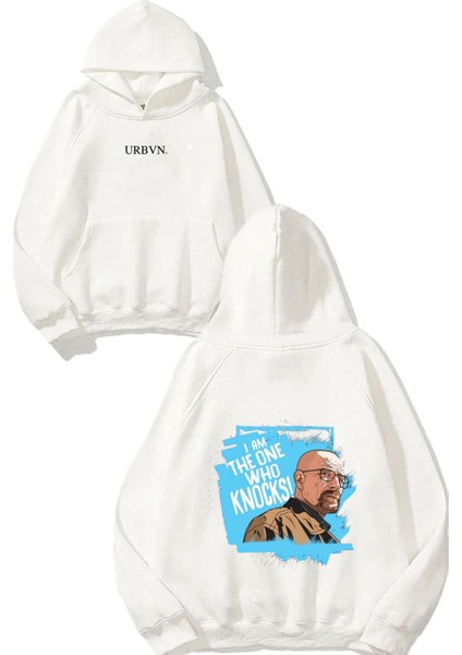 I Am The One Tasarım Baskılı Oversize Beyaz Kapüşonlu Sweatshirt