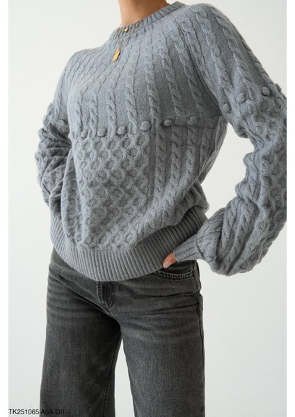 Kadın Bisiklet Yaka Triko Kazak