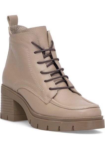 Elit Alvarine Kadın Hakiki Deri Topuklu Bot Bej fiyatları