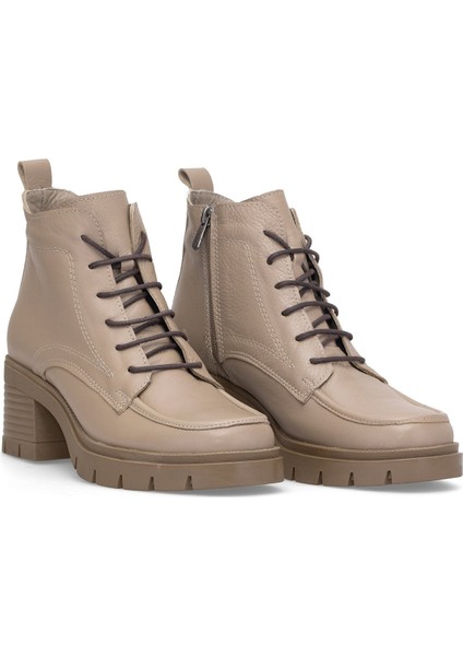 Elit Alvarine Kadın Hakiki Deri Topuklu Bot Bej fırsatları
