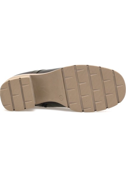 Elit Alvarine Kadın Hakiki Deri Topuklu Bot Bej