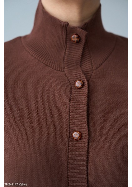 Kadın Dik Yaka Düğmeli Basıc Kışlık Hırka fiyatları