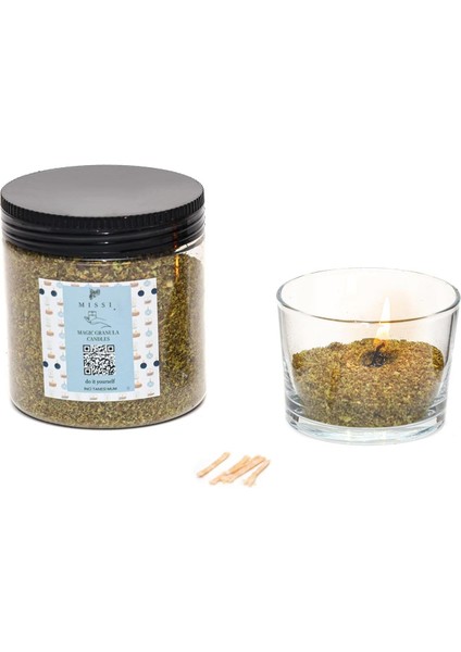 Jasmine Kokulu Yeşil Yaratıcı Tozu Mum (30 Adet Fitil ile BIRLIKTE)-250 gr