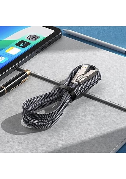 4in1 65W Usb-Type C ve Lightning Örgülü Şarj ve Data Kablosu modelleri