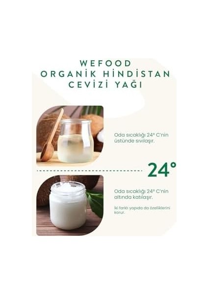 Wefood Organik Hindistan Cevizi Yağı, Beyaz, 150 ml