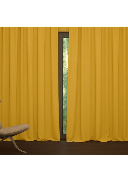 Hardal Sarısı Işık Geçirmez Termal Kornişli Blackout Karartma Saten Perde Enxboy modelleri