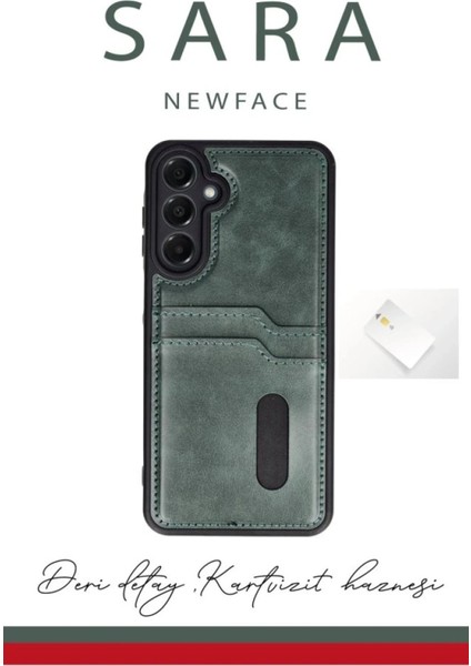 Samsung Galaxy A06 Kılıf Sara Kartvizitli Deri Kılıf - Koyu YEŞIL-(5796) - N886J974-M89886 fiyatları