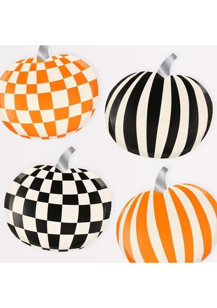 - Mod Pattern Pumpkin Plates - Modern Balkabağı Tabaklar (8'li)