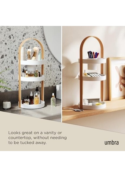 Umbra Bellwood Kozmetik ve Makyaj Düzenleyicisi Makyaj Fırçası Için Oluşan Hazneli, Beyaz/doğa, Tek Beden