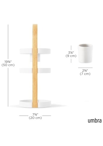 Umbra Bellwood Kozmetik ve Makyaj Düzenleyicisi Makyaj Fırçası Için Oluşan Hazneli, Beyaz/doğa, Tek Beden modelleri