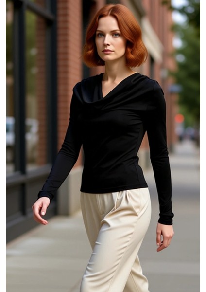 Stil Kadın Vücuda Oturan Esnek Kol Buzzy Bluz Regular Örme Slim Kalıp modelleri