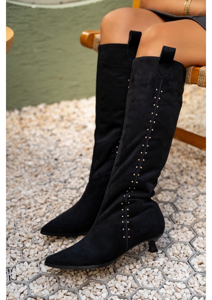 Entela Siyah Süet Troklu Süet Çizme modelleri