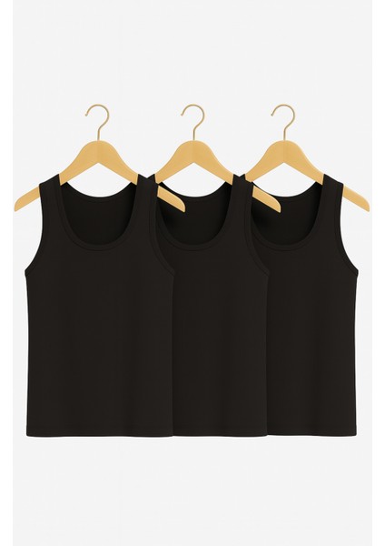 Erkek %50 Pamuk-%50 Modal Klasik Siyah 3'lü Atlet W2İK1L1KK2E.3LU