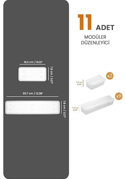 Home 11'li Modüler Set Kaşıklık Çekmece Içi Düzenleyici Çatal Kaşık Bıçak Düzenleme Organizeri Şeffaf modelleri