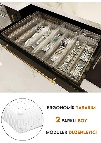 Home 11'li Modüler Set Kaşıklık Çekmece Içi Düzenleyici Çatal Kaşık Bıçak Düzenleme Organizeri Şeffaf fırsatları
