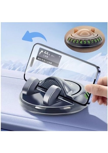 Içi Park Numaratörü, 360 Derece Dönebilen Numaratör ve Telefon Tutucu Torpido Üstü Yapışkanlı, Ikisi Bir Arada Numaratör ve Telefon Tutucu Özellikli Araç Içi Aksesuar
