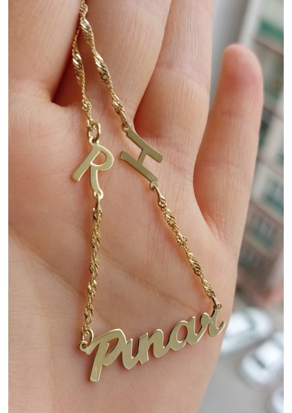 925 Ayar Gümüş 24 Ayar Altın Kaplama Harfli Isimli Kolye