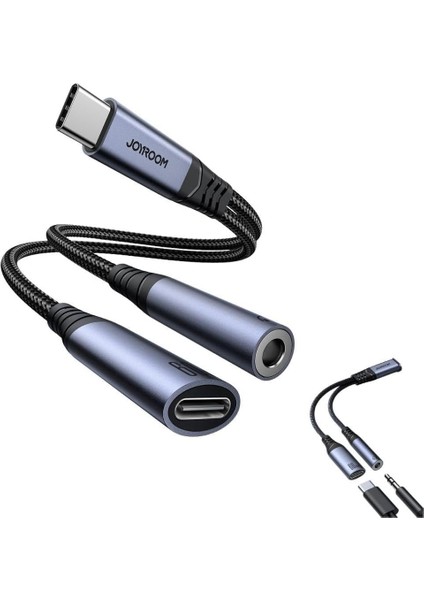 SY-C02 Audio-Transfer Serisi 2'si 1 Arada Ses Adaptörü, Siyah