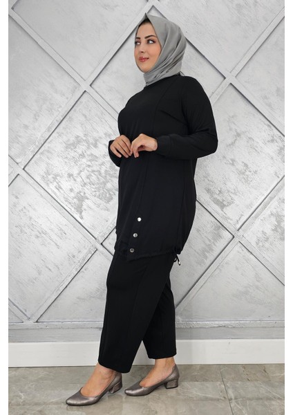 Kadın Düğme Bağcık Detaylı Tesettür Takım