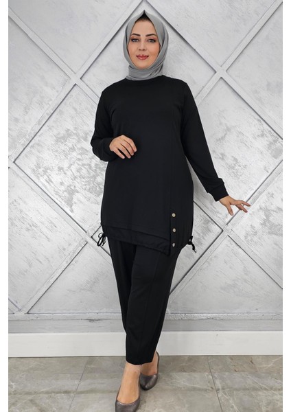 Kadın Düğme Bağcık Detaylı Tesettür Takım modelleri