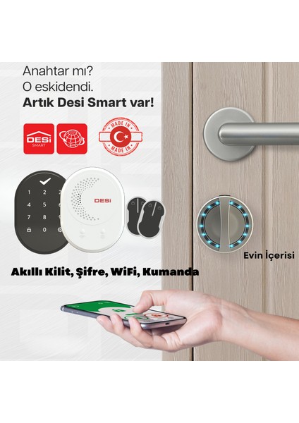 Utopic R Internet Wifi Akıllı Kapı Kilidi Şifre - Kumandalı Akıllı Kilit Set