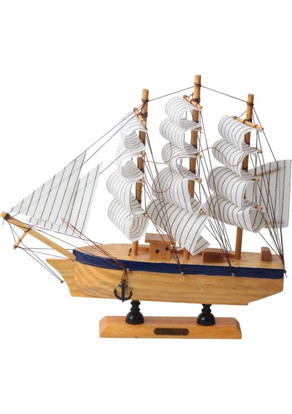 Dekoratif Ahşap El Yapımı Yelkenli Gemi Maketi Masaüstü Biblo Ev Ofis Hediyesi 24 Cm. Model E fiyatları