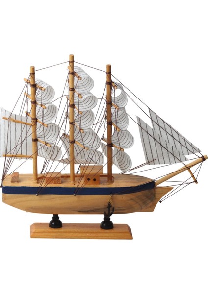 Dekoratif Ahşap El Yapımı Yelkenli Gemi Maketi Masaüstü Biblo Ev Ofis Hediyesi 24 Cm. Model E modelleri
