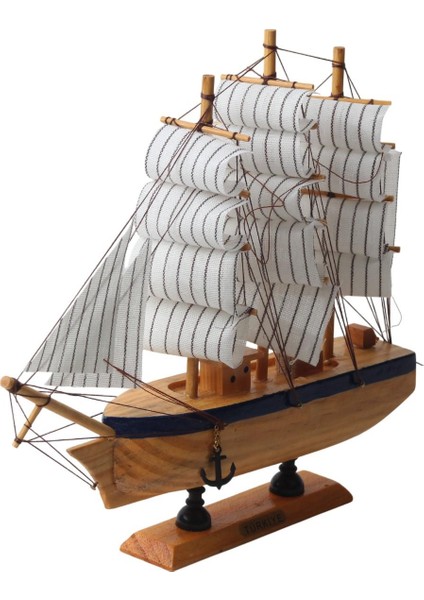 Dekoratif Ahşap El Yapımı Yelkenli Gemi Maketi Masaüstü Biblo Ev Ofis Hediyesi 24 Cm. Model E fırsatları