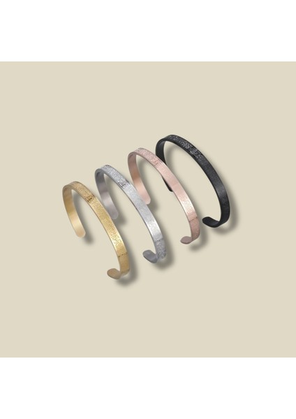 Ayetel Kürsi Yazılı Gümüş/altın Renk Paslanmaz Çelik Bileklik Manevi ve Koruyucu Unisex Takı