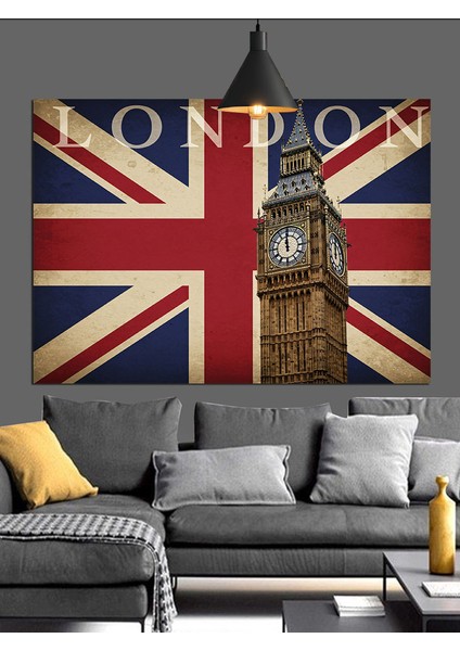 Ingiliz Bayrağı Big Ben Dekoratif Kanvas - Mdf Ahşap Tablo fırsatları