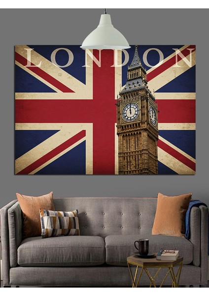 Ingiliz Bayrağı Big Ben Dekoratif Kanvas - Mdf Ahşap Tablo indirimleri