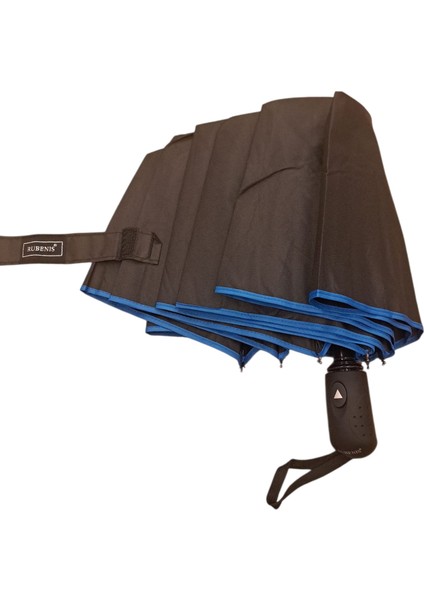 8 Tel Yarı Otomatik Mavi Şeritli Şemsiye