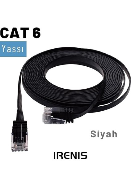Cat6 Yassı RJ45 Ethernet (Network, Internet) Kablosu (15 Metre, Siyah) fırsatları