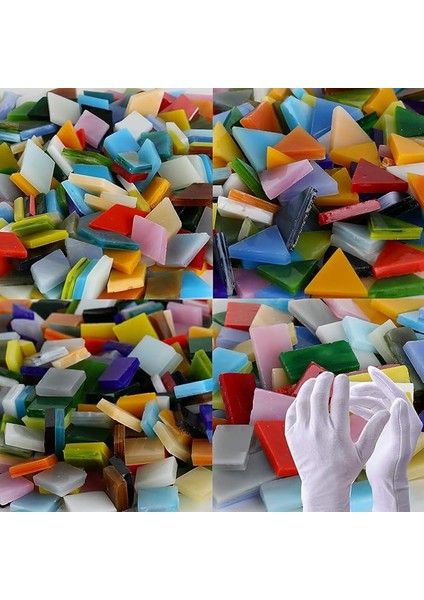 Mozaik Karolar El Sanatları Için Vitray Kiti Toplu Cam Mozaik Fayans 850 Adet 4 Karışık Şekiller Mozaik El Sanatları Malzemeleri Dıy Ev Dekorasyonu, Tabaklar, Resim Çerçeveleri, Saksılar Vb