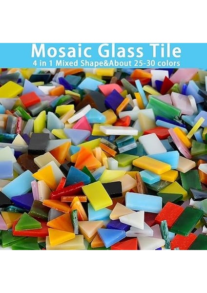 Mozaik Karolar El Sanatları Için Vitray Kiti Toplu Cam Mozaik Fayans 850 Adet 4 Karışık Şekiller Mozaik El Sanatları Malzemeleri Dıy Ev Dekorasyonu, Tabaklar, Resim Çerçeveleri, Saksılar Vb fiyatları