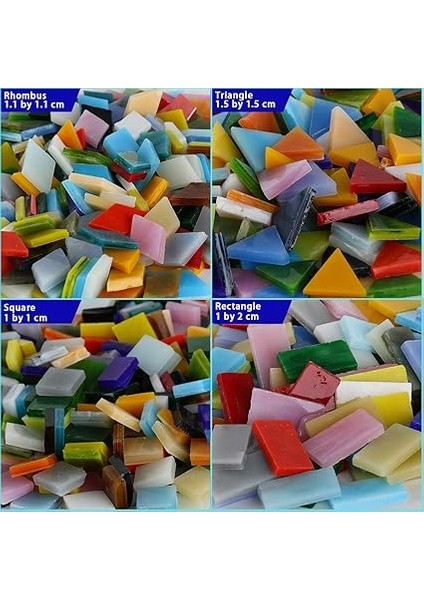 Mozaik Karolar El Sanatları Için Vitray Kiti Toplu Cam Mozaik Fayans 850 Adet 4 Karışık Şekiller Mozaik El Sanatları Malzemeleri Dıy Ev Dekorasyonu, Tabaklar, Resim Çerçeveleri, Saksılar Vb modelleri