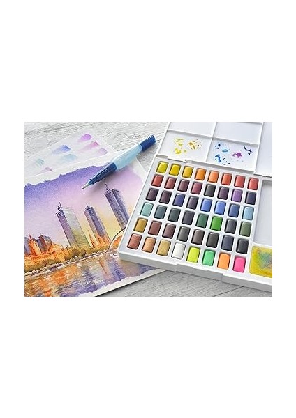 Creative Studio Tablet Suluboya Seti, 48 Renk, Su Bazlı Pigment, Karıştırma Paleti ve Aksesuarlar Ile, Taşınabilir Sanatsal Set fırsatları