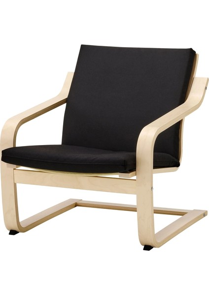 Poang Sallanan Koltuk Ekru Bej Vissle Siyah Alçak Arkalıklı
