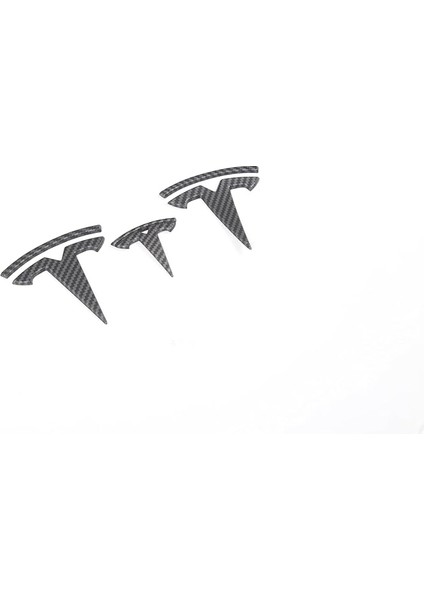 Tesla Model Y ile Uyumlu T Logosu (Ön Kaput + Arka Bagaj + Direksiyon Simit) Mat Karbon