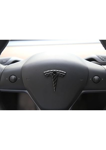 Tesla Model Y ile Uyumlu T Logosu (Ön Kaput + Arka Bagaj + Direksiyon Simit) Mat Karbon fırsatları