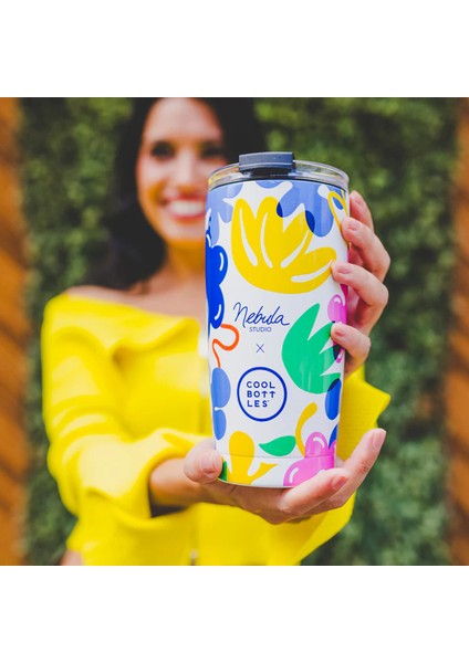 Nebula Floral Madness 550 ml Çelik Suluk – Renkli, Isı Korumalı