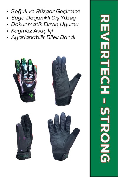 Revertech Strong Joker / Su ve Rüzgar Geçirmez Kışlık Motosiklet Eldiveni