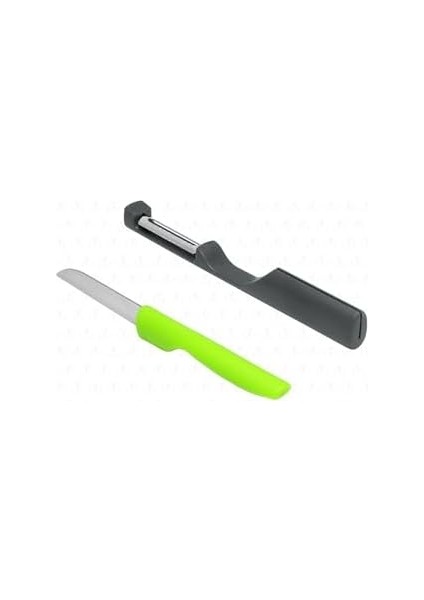 Delos 2 In 1 Paslanmaz Çelik Bıçak ve Soyacak Seti Yeşil modelleri