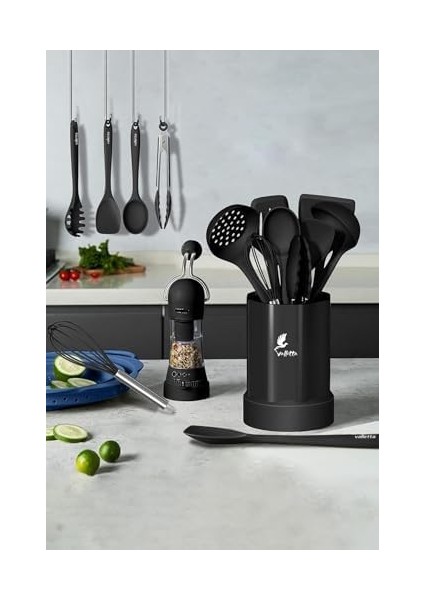 Maracas Dayanıklı Yanmaz Yapışmaz Silikon Spatula Seti 25 Parça Siyah modelleri