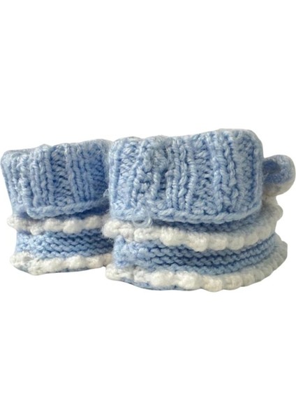 6717 El Örgüsü Tavşan Desenli Mavi Bebek Patik / 12 - 24 Ay fiyatları