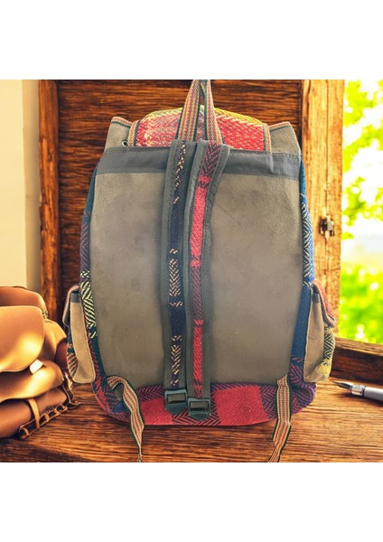 El dokuma kilim sırt çantası – Eşsiz desen, Astarlı, 3 dış cep fiyatları