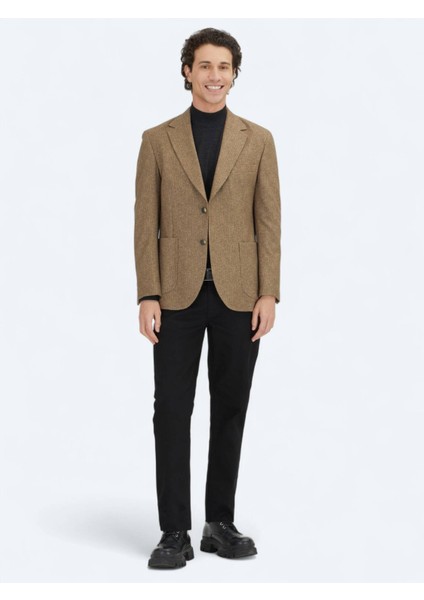 Kahverengi Baskılı Modern Fit Örme Ceket fiyatları