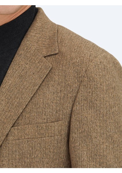 Kahverengi Baskılı Modern Fit Örme Ceket indirimleri