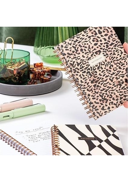 Cep Boy 10X14 cm Spiralli Çizgili Karton Kapak 3'lü Defter Seti Leopar fırsatları